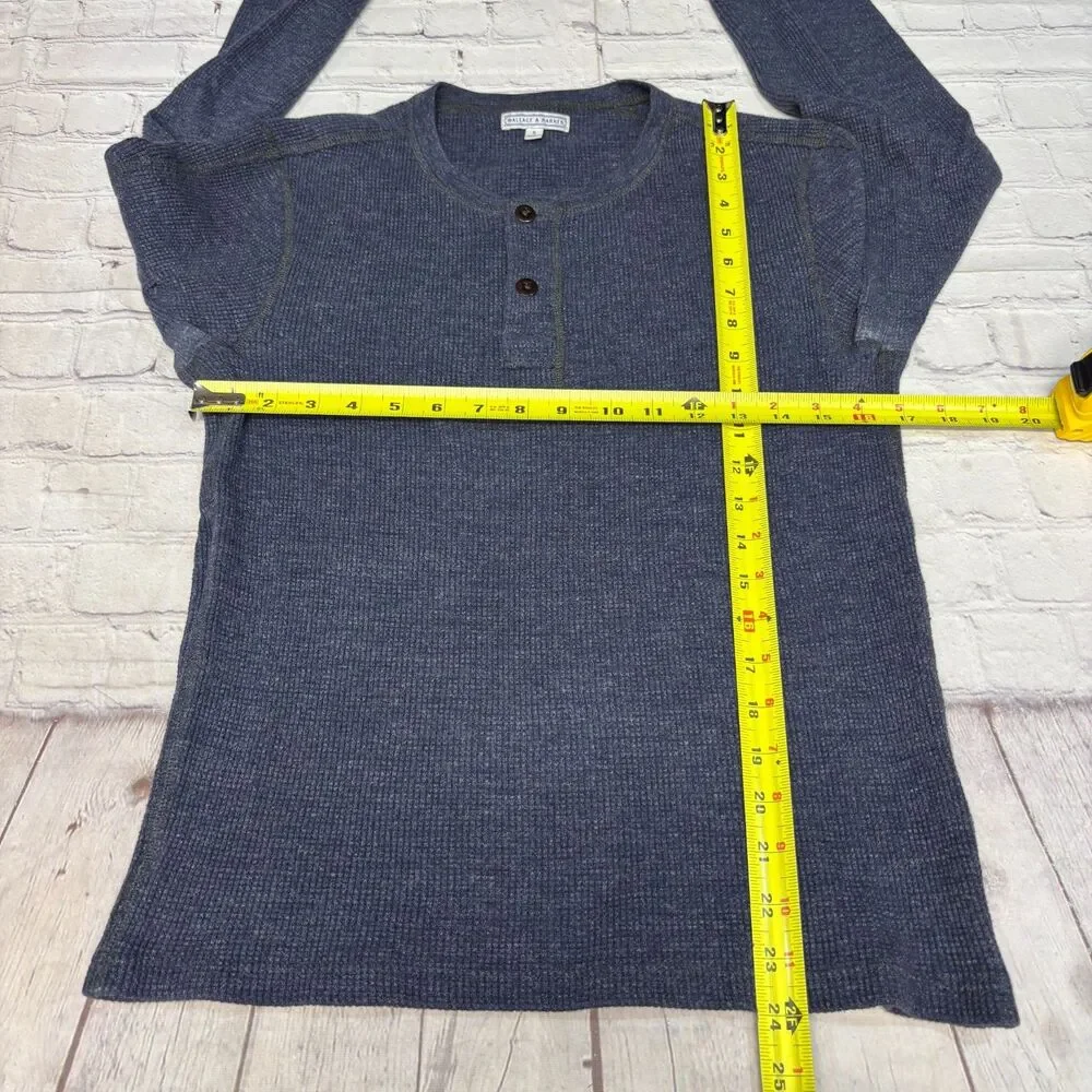 Wallace & Barnes Men Henley Waffle Thermal Shirt Top Size Small Blue D121 -18